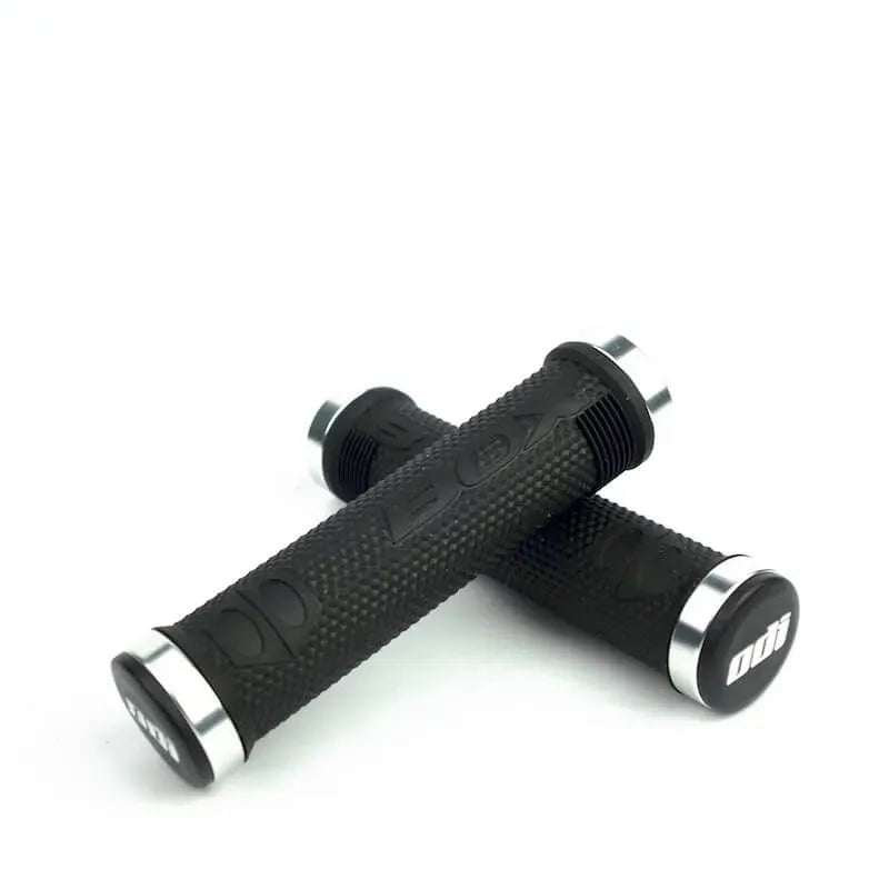 Box One Lock-On BMX Race/MTB/Downhill Grips - 130mm - Black/Silver Clamps