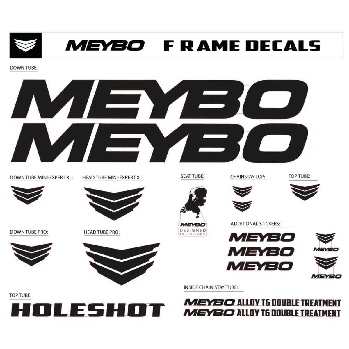 Meybo Universal Frame Decals - Black