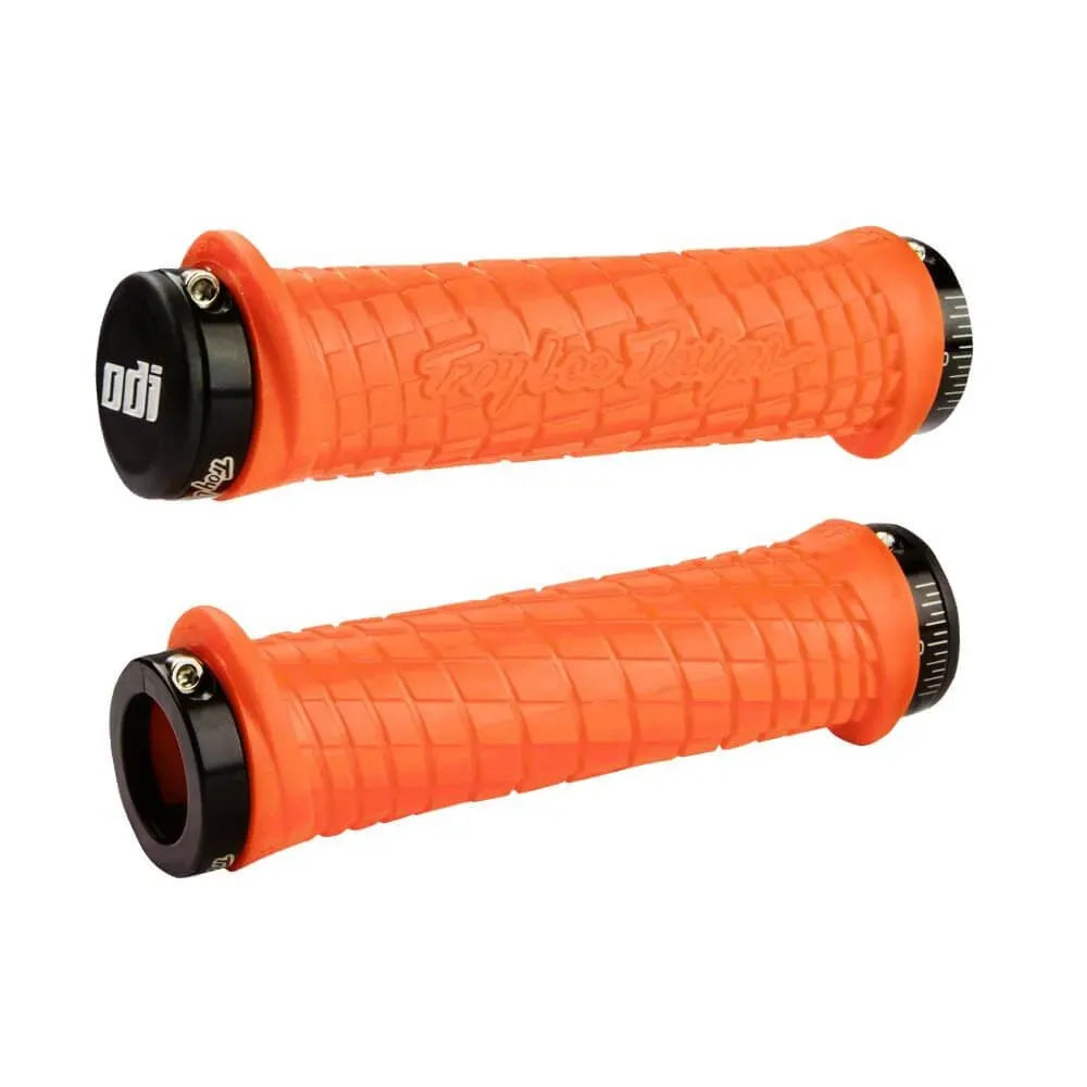 ODI Troy Lee Designs Lock-On BMX Race/MTB/Downhill Grips - 130mm - Orange/Black Clamps