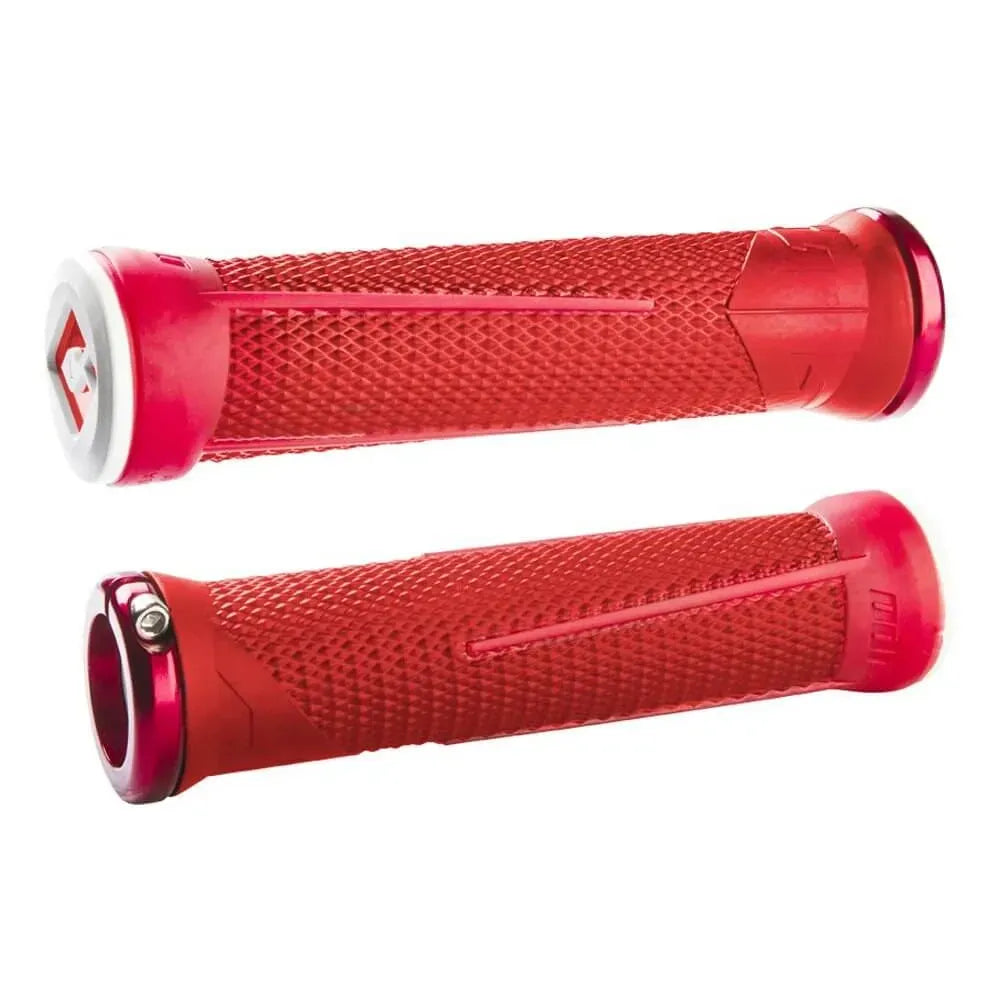 ODI AG-1 Lock-On BMX Race/MTB/Downhill Grips - 135mm - Red/Fire Red/Red Clamps