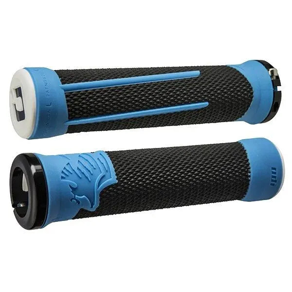 ODI AG-2 V2.1 Lock-On BMX Race/MTB/Downhill Grips - 135mm - Black/Blue W/Black Clamps