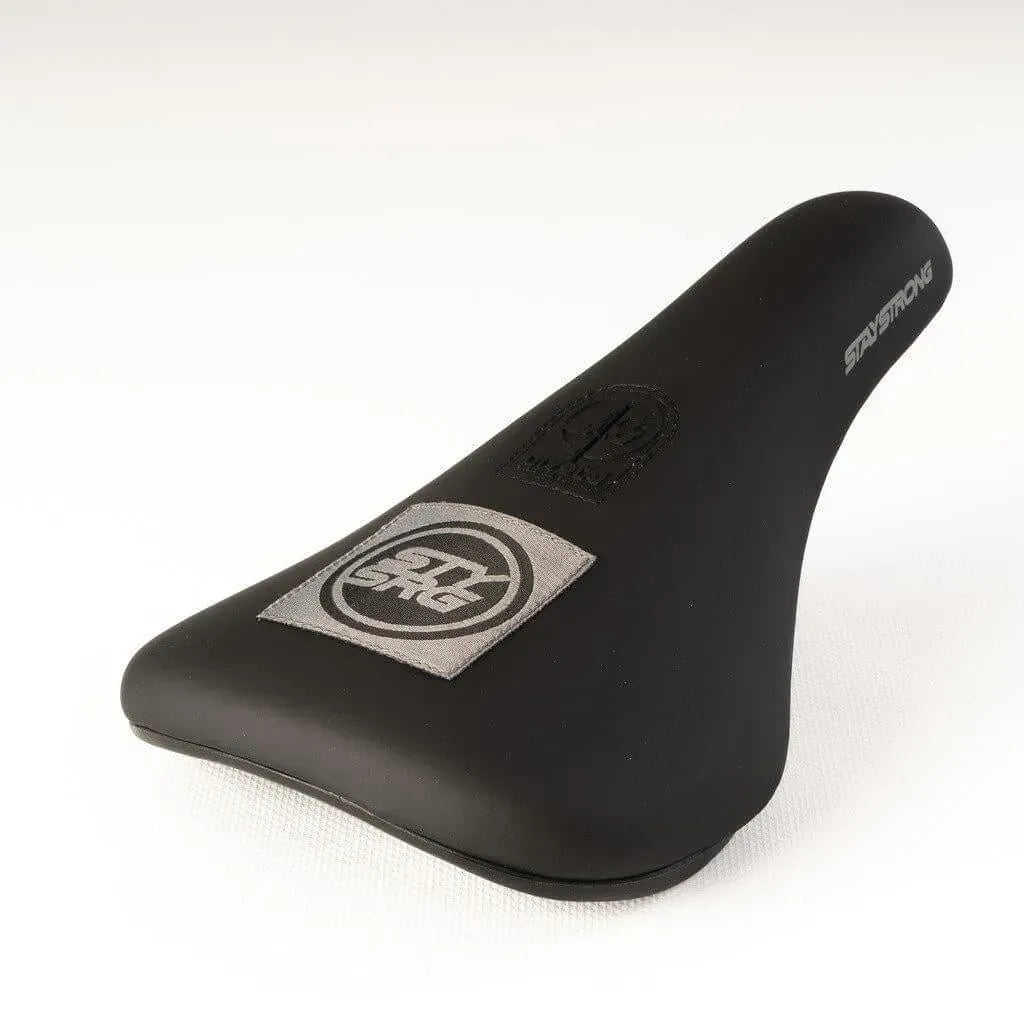 Stay Strong Icon Patch Slim Pivotal BMX Race/MTB/Downhill Seat - Black/Grey
