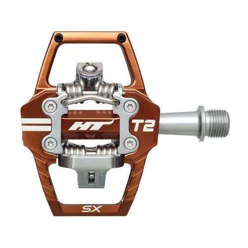 HT T2 SX BMX Race/MTB/Downhill Clip Pedals - Root Beer