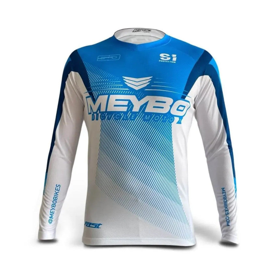 Meybo V6 SlimFit BMX Race/MTB/Downhill Jersey - Cyan/Blue