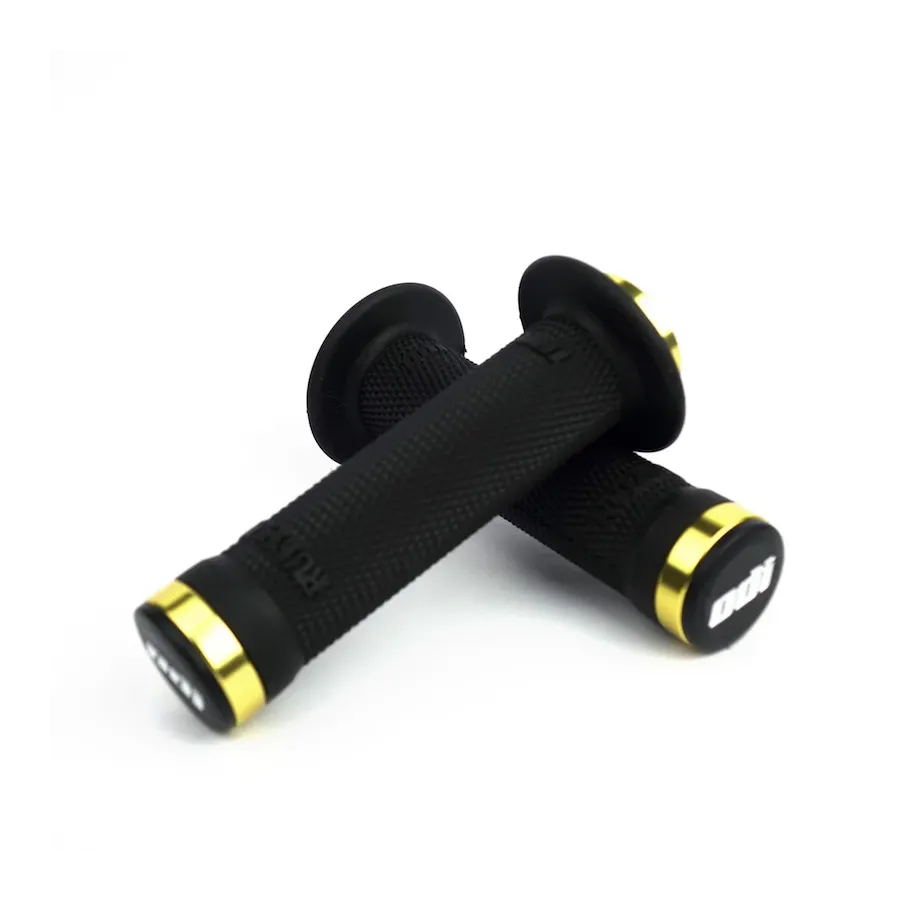 ODI Ruffian Lock-On BMX Race/MTB/Downhill Grips - Black/Gold Clamps