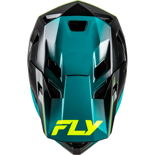 Fly Racing Rayce Repeat BMX Race/MTB/Downhill Helmet - Black/Teal/Hi-Vis