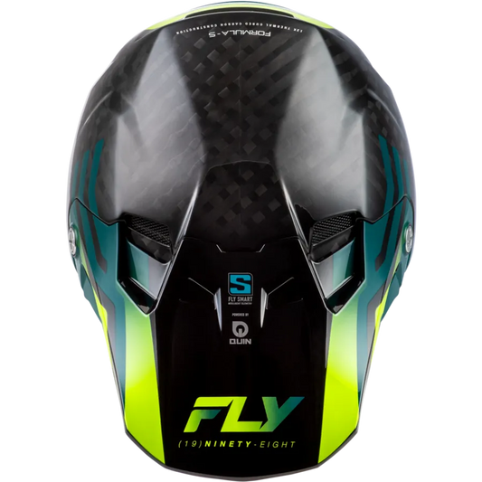 Fly Racing Formula S Carbon Byte BMX Race/MTB/Downhill Helmet - Black Carbon/Teal/Lime