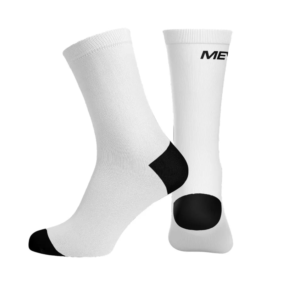 Meybo Ribbed Crew Socks - Logo White
