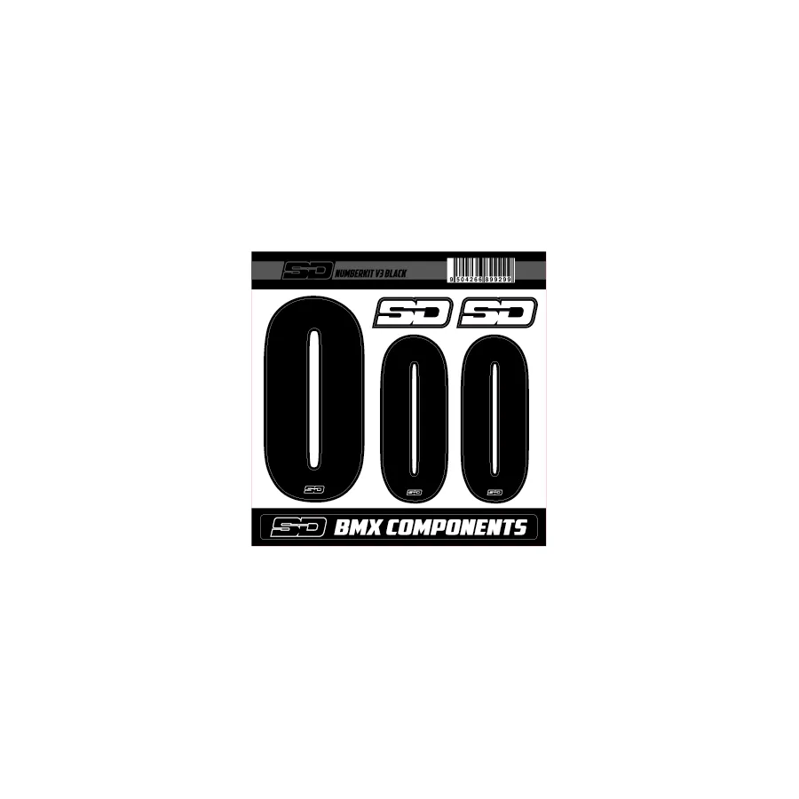SD Front + 2 Side Plate BMX Race Number Kit V3 - Black