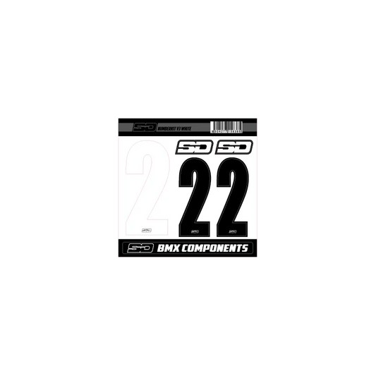 SD Front + 2 Side Plate Number BMX Race Kit V3 - White