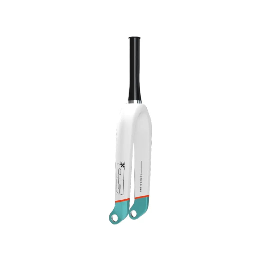 SD Tapered Carbon BMX Race Fork V2 Pro - 20mm - Matte White/Orange/Teal