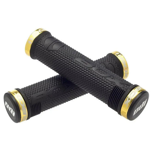 Box One Lock-On BMX Race/MTB/Downhill Grips - 130mm - Black/Gold Clamps