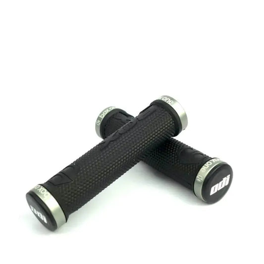 Box One Lock-On BMX Race/MTB/Downhill Grips - 130mm - Black/Grey Clamps