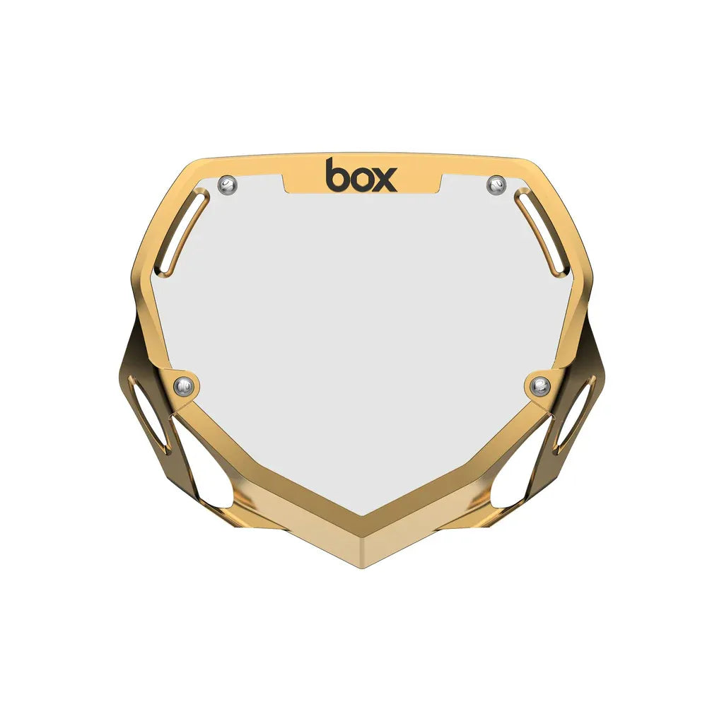Box Two BMX Race Number Plate - Chrome Gold
