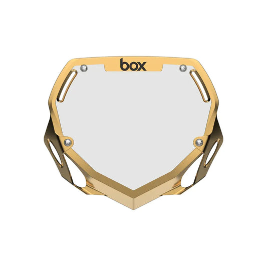 Box Two BMX Race Number Plate - Chrome Gold