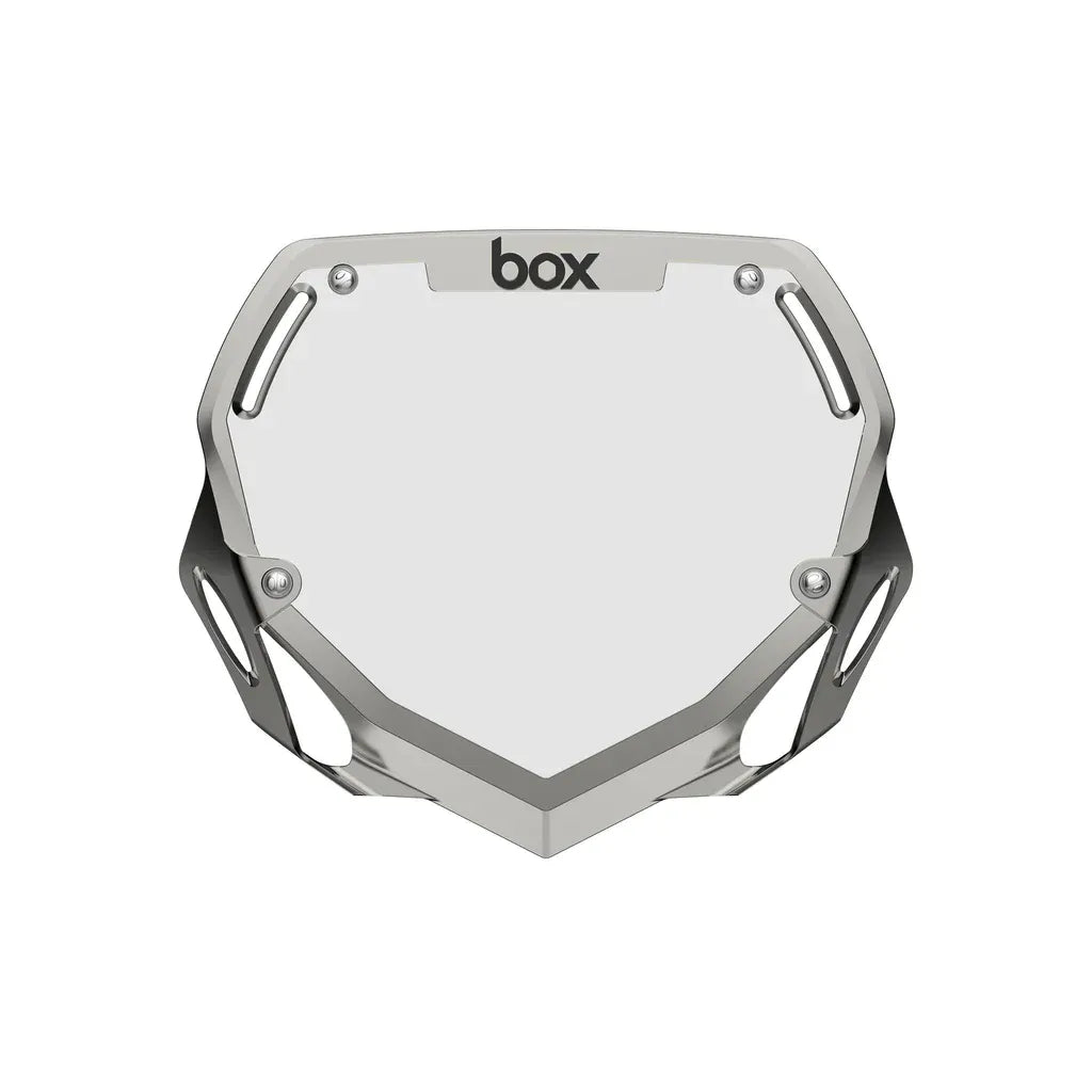 Box Two BMX Race Number Plate - Chrome Silver