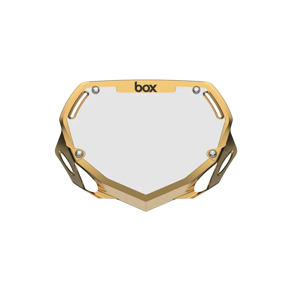 Box Two BMX Race Number Plate - Chrome Gold