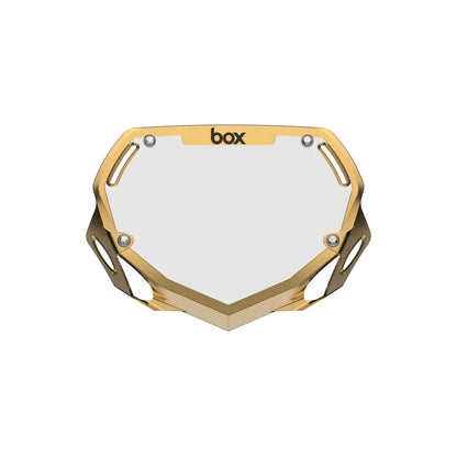 Box Two BMX Race Number Plate - Chrome Gold