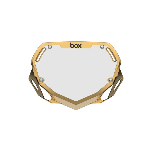 Box Two BMX Race Number Plate - Chrome Gold