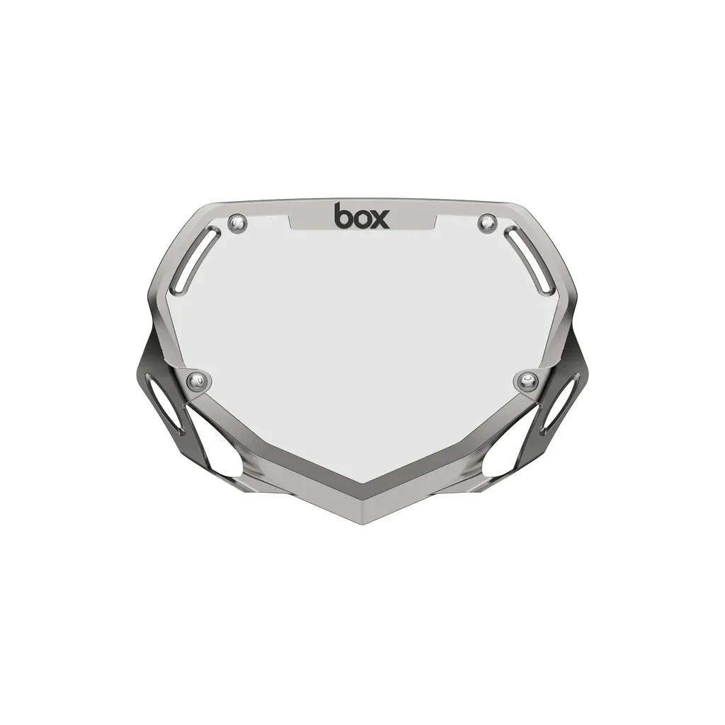 Box Two BMX Race Number Plate - Chrome Silver