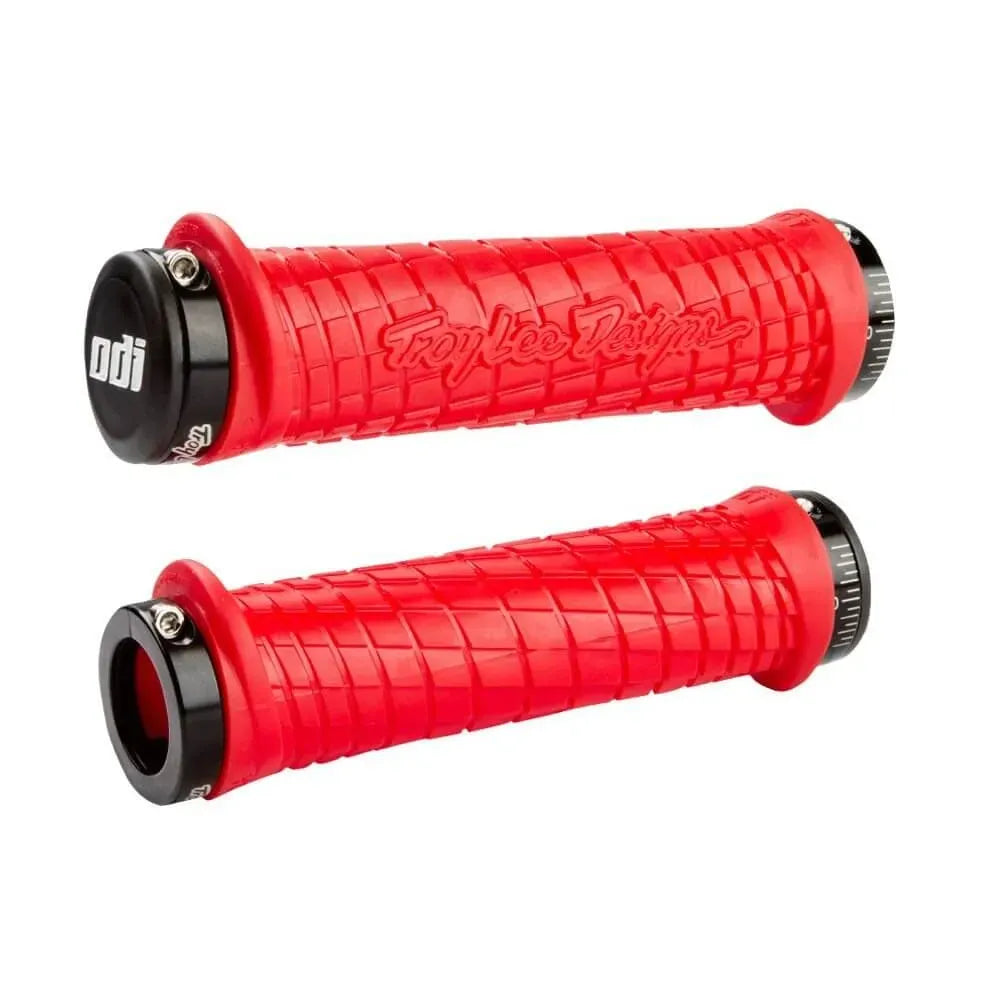 ODI Troy Lee Designs Lock-On BMX Race/MTB/Downhill Grips - 130mm - Red/Black Clamps