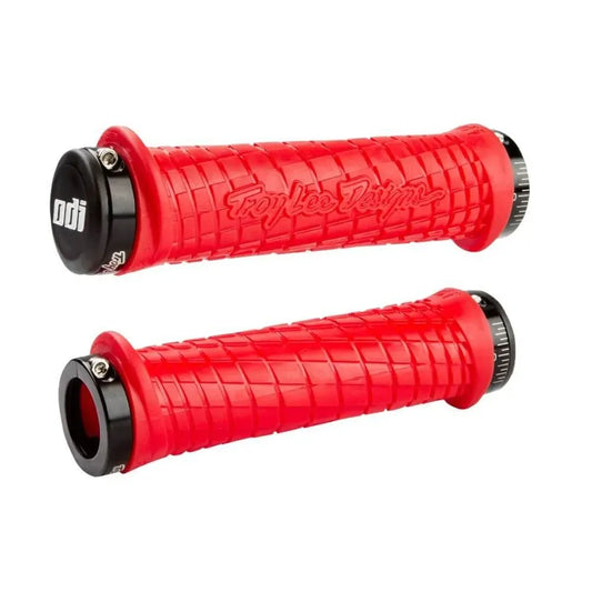 ODI Troy Lee Designs Lock-On BMX Race/MTB/Downhill Grips - 130mm - Red/Black Clamps