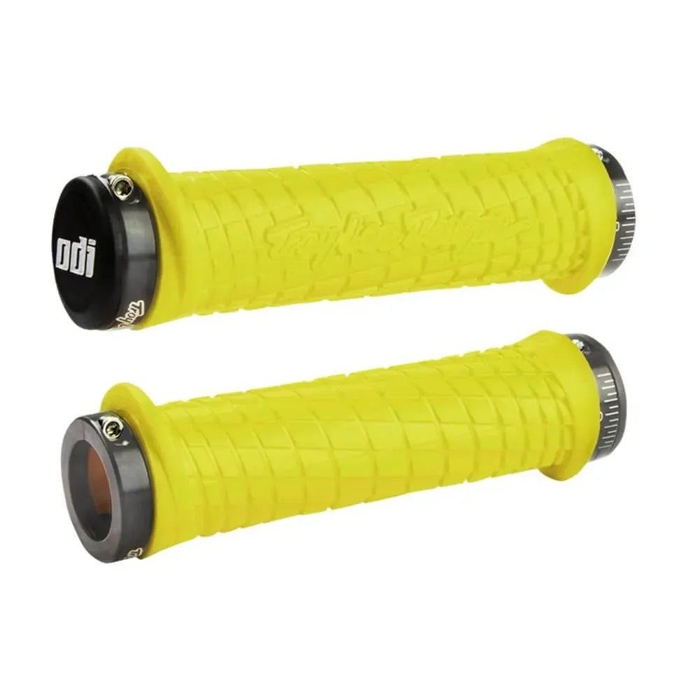 ODI Troy Lee Designs Lock-On BMX Race/MTB/Downhill Grips - 130mm - Yellow/Grey Clamps