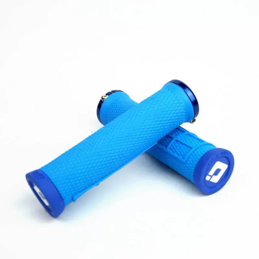 ODI Elite Flow Lock-On BMX Race/MTB/Downhill Grips - 130mm - Light Blue/Blue Clamps