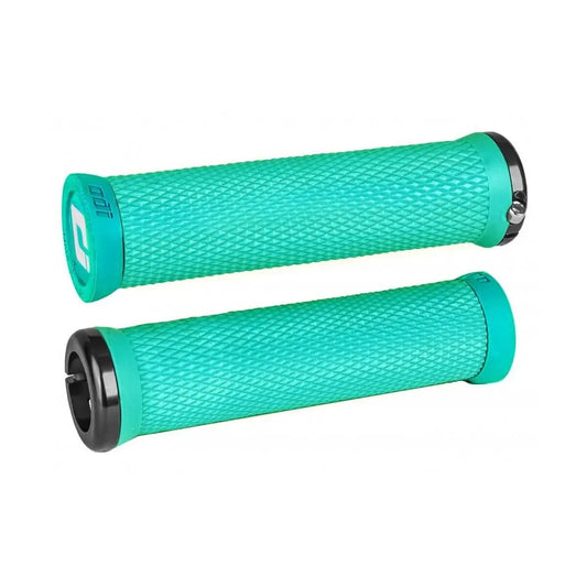 ODI Elite Motion Lock-On BMX Race/MTB/Downhill Grips - 130mm - Mint/Black Clamps