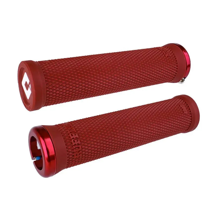 ODI Ruffian XL V2.1 Lock-On BMX Race/MTB/Downhill Grips - 135mm - Dark Red/Red Clamps