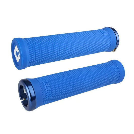 ODI Ruffian XL V2.1 Lock-On BMX Race/MTB/Downhill Grips - 135mm - Blue/Blue Clamps