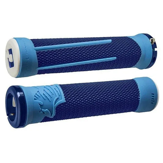 ODI AG-2 V2.1 Lock-On BMX Race/MTB/Downhill Grips - 135mm - Blue/Lt Blue W/Blue Clamps