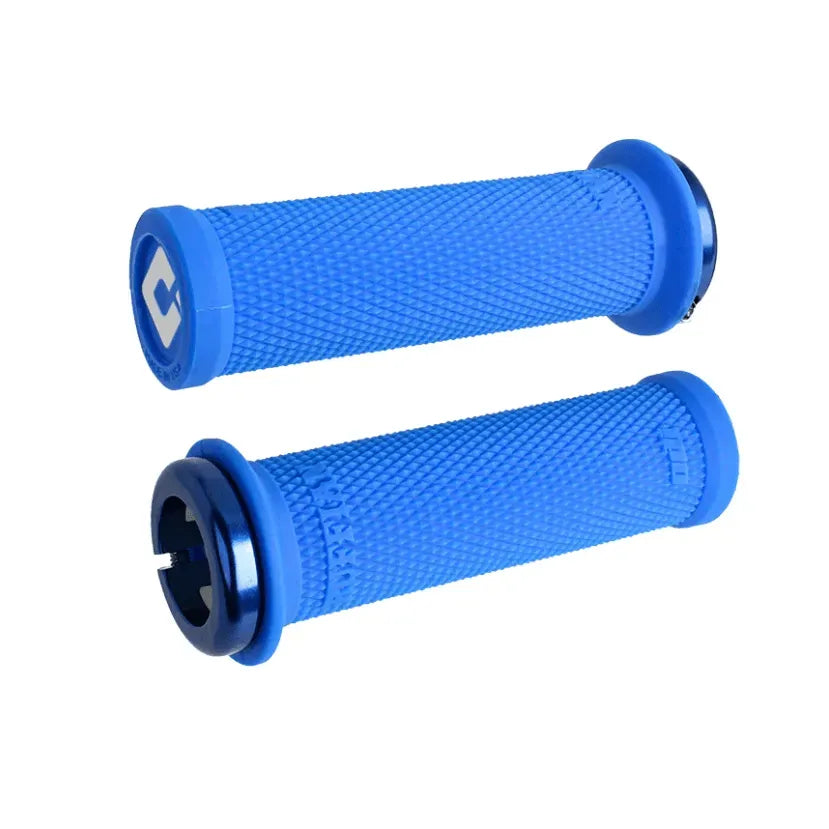 ODI Mini Ruffian V2.1 Lock-On BMX Race/MTB/Downhill Grips - 110mm - Blue/Blue Clamps