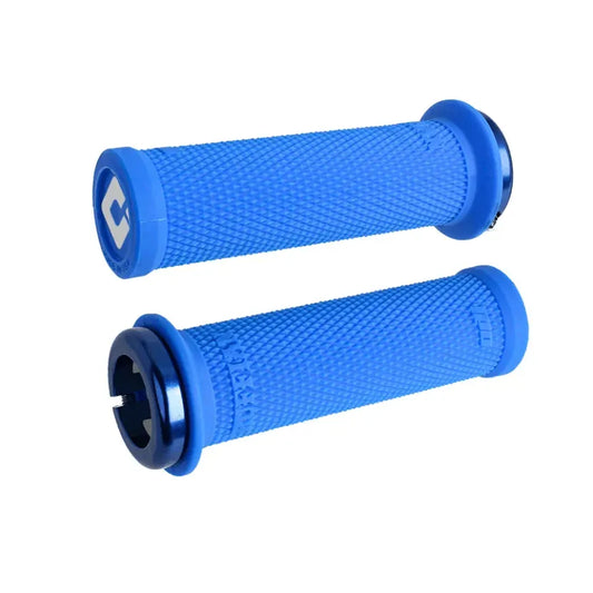 ODI Mini Ruffian V2.1 Lock-On BMX Race/MTB/Downhill Grips - 110mm - Blue/Blue Clamps