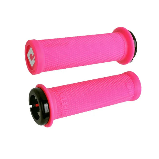 ODI Mini Ruffian V2.1 Lock-On BMX Race/MTB/Downhill Grips - 110mm - Pink/Black Clamps