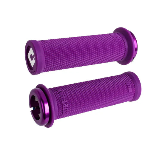 ODI Mini Ruffian V2.1 Lock-On BMX Race/MTB/Downhill Grips - 110mm - Purple/Purple Clamps