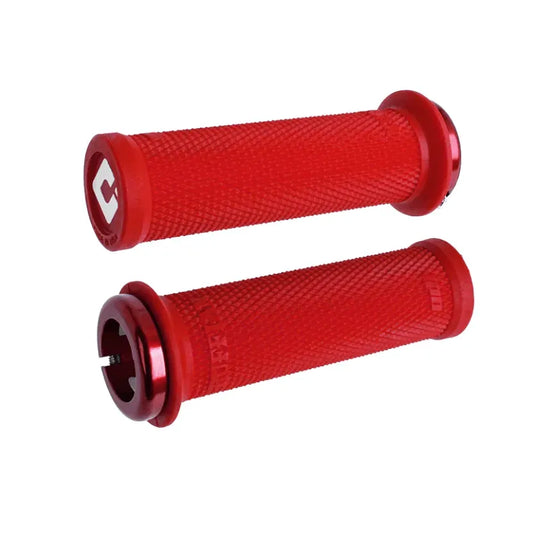 ODI Mini Ruffian V2.1 Lock-On BMX Race/MTB/Downhill Grips - 110mm - Red/Red Clamps