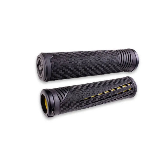 ODI  Connor Fields V2.1 Lock-On BMX Race/MTB/Downhill Grips - 135mm - Black/Yellow/Black Clamps