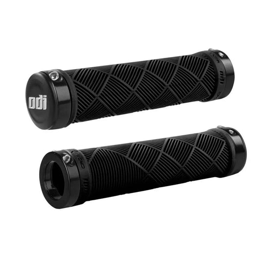 ODI Cross Trainer Lock-On BMX Race/MTB/Downhill Grips - 130mm - Black/Black Clamps