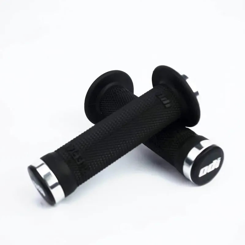 ODI Ruffian Lock-On BMX Race/MTB/Downhill Grips - 130mm - Black/Silver Clamps
