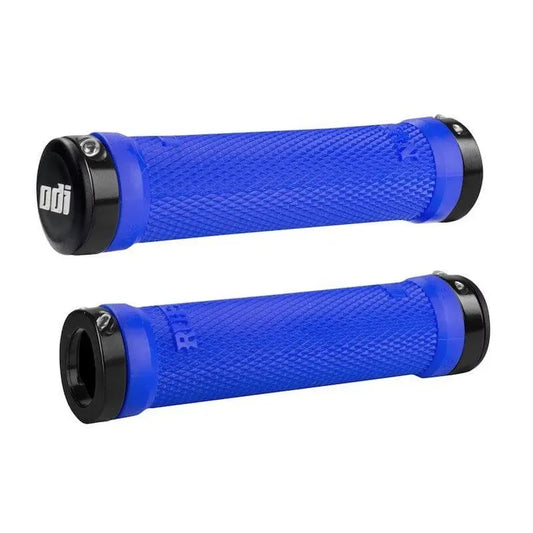 ODI Ruffian Meybo Lock-On BMX Race/MTB/Downhill Grips - 130mm - Blue/Black Clamps