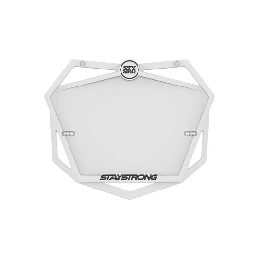 Stay Strong BMX Race Number Plate - White
