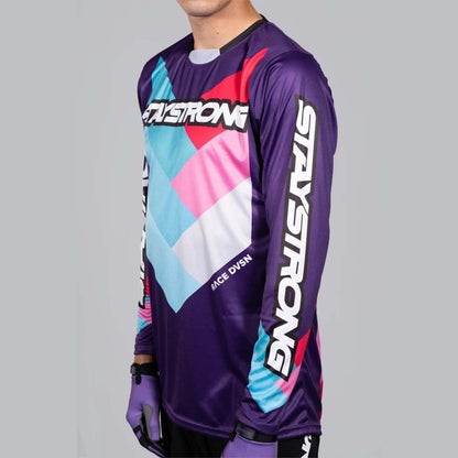 Stay Strong Chevron BMX Race/MTB/Downhill Jersey - Purple