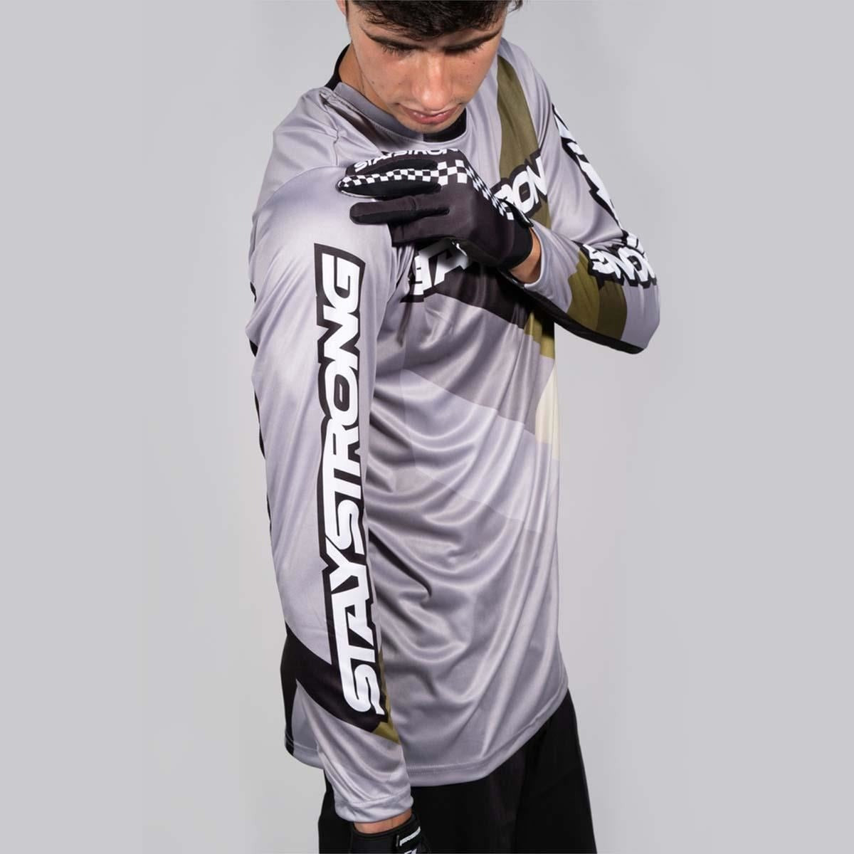 Stay Strong Chevron BMX Race/MTB/Downhill Jersey - Grey