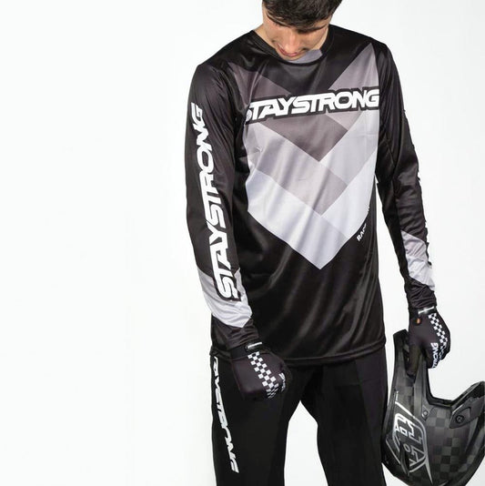 Stay Strong Chevron BMX Race/MTB/Downhill Jersey - Black