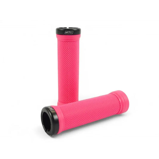 SD BMX Race/MTB/Downhill Lock-On Grips V2 - Pink/Black Clamps