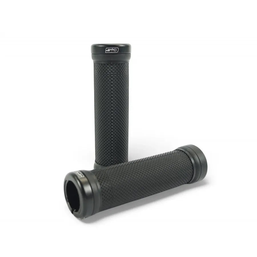 SD BMX Race/MTB/Downhill Lock-On Grips V2 - Black/Black Clamps