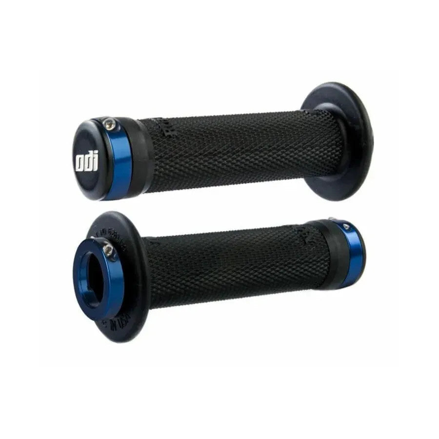 ODI Ruffian Lock-On BMX Race/MTB/Downhill Grips - Black/Blue Clamps