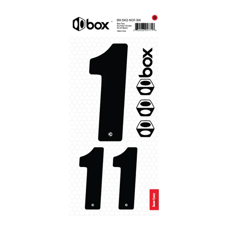 Box Two BMX Race Number Sticker Kit - Black