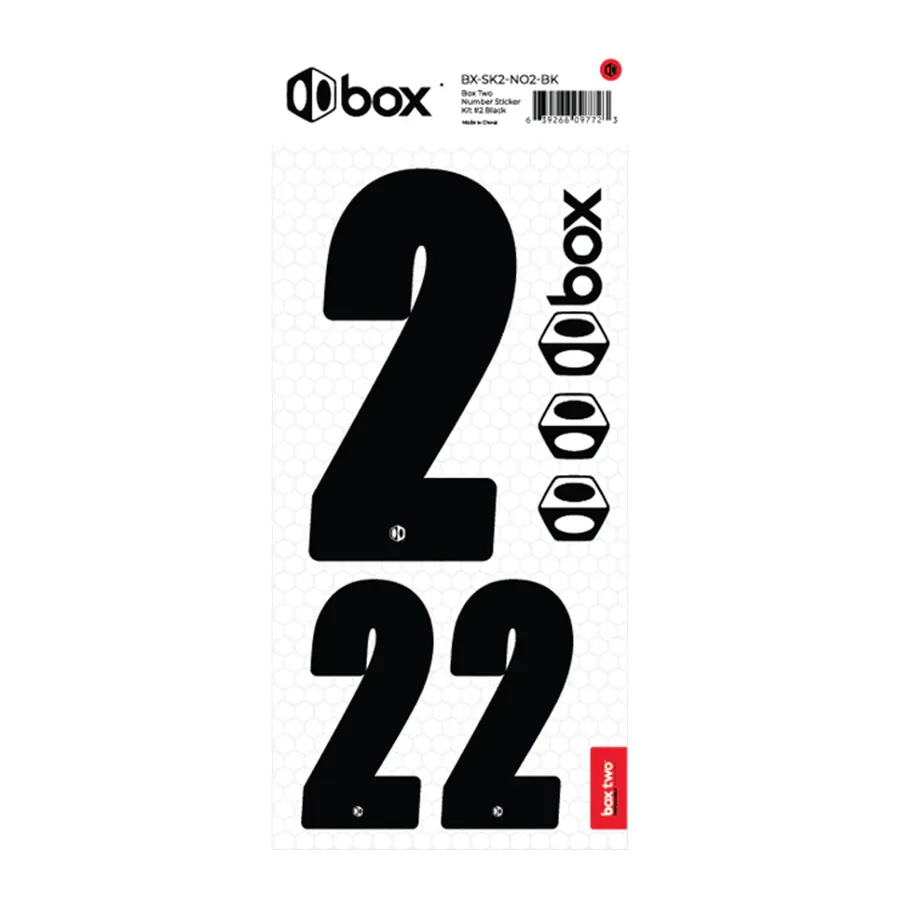 Box Two BMX Race Number Sticker Kit - Black